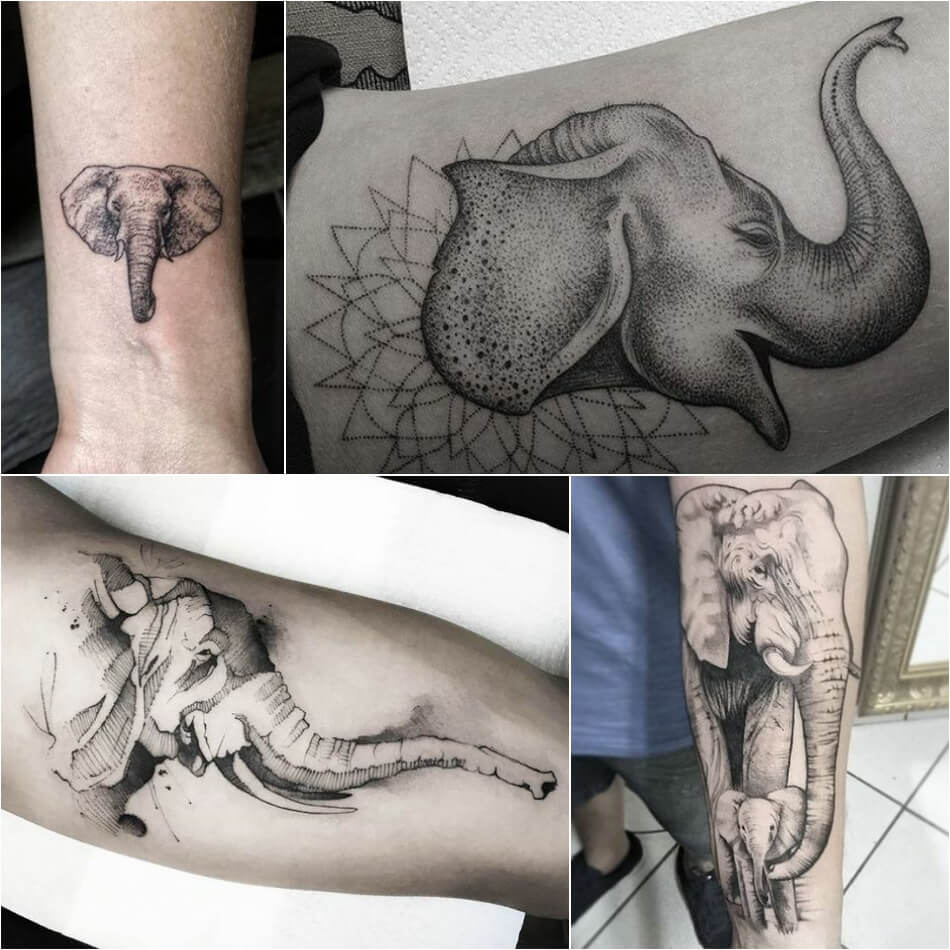 Мужские татуировки слон - Примеры и Эскизы - Тату слон для мужчин