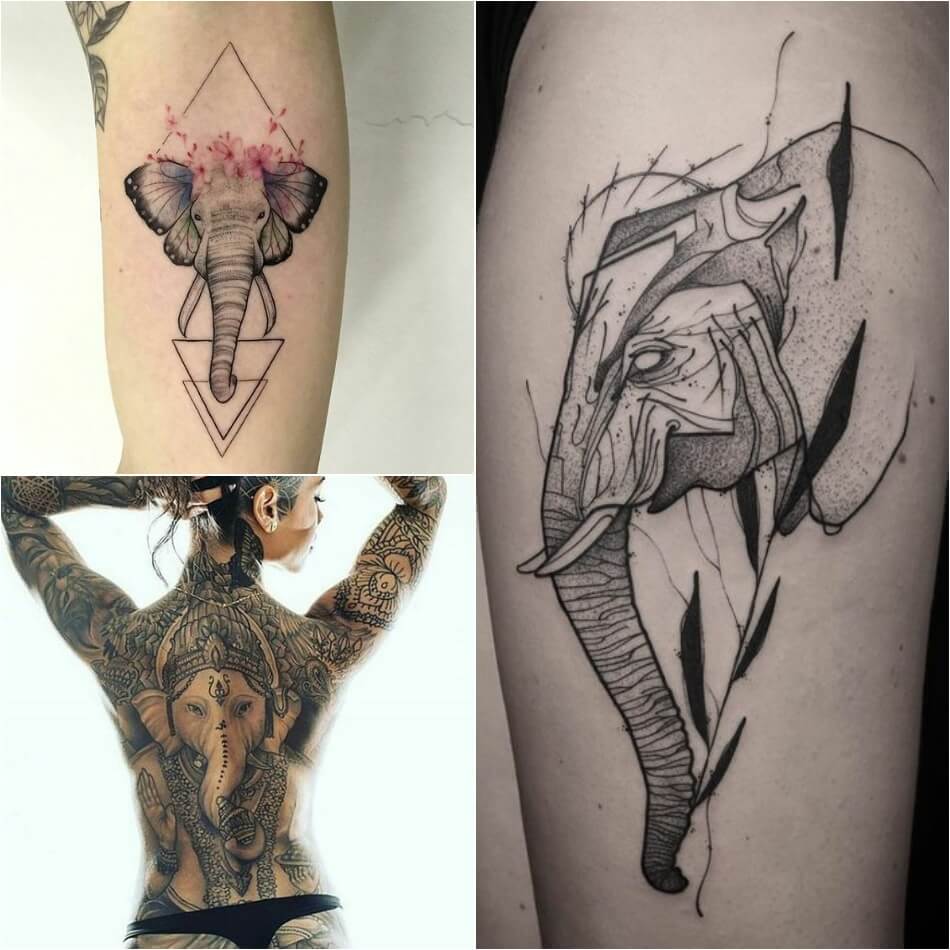 Тату слон для девушек - Примеры и Эскизы тату слон - Значение тату слон для девушек