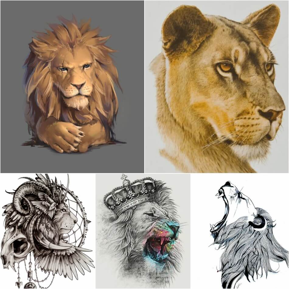 Тату лев - Тату Льва Эскизы - Примеры Эскизов для Татуировки Лев