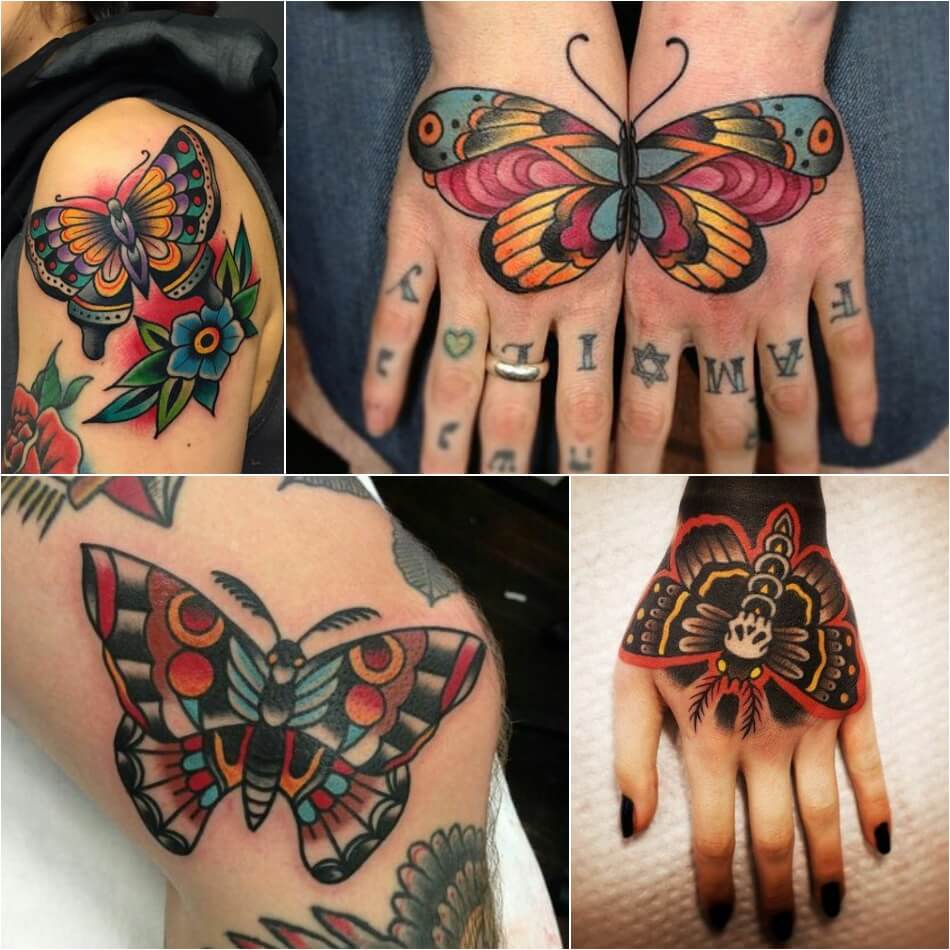 Тату бабочка - Традиционная татуировка Олдскул - Бабочка олдскут тату