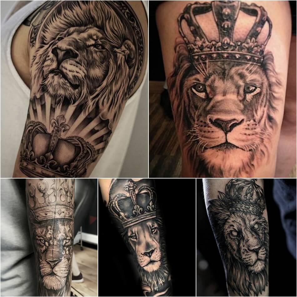 Тату Лев - Тату Лев с Короной - Татуировка лев с короной