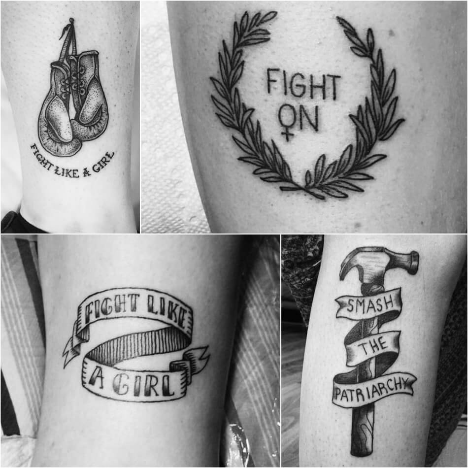 Татуировки для Феминисток - "Fight like a girl" - Дерись как девочка тату
