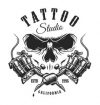tattoo-studio-emblem-with-machines-and-skull-vector-13618145