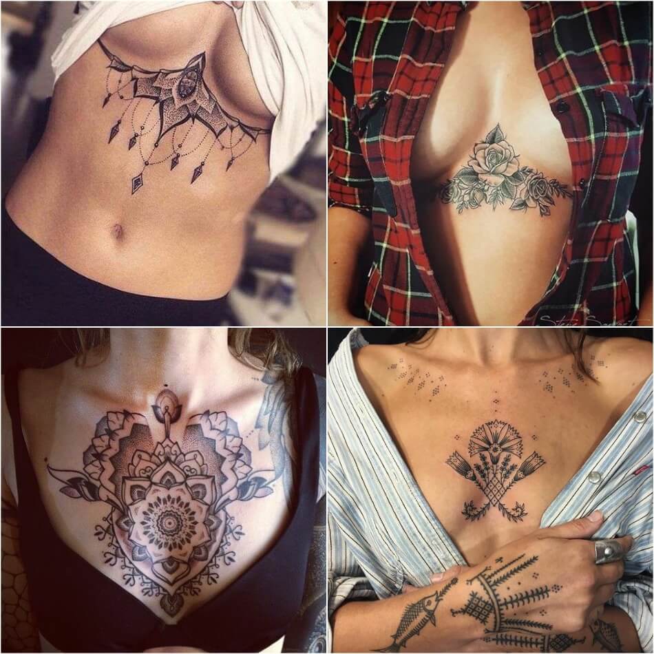 Татуировки На Груди Девушки Фото