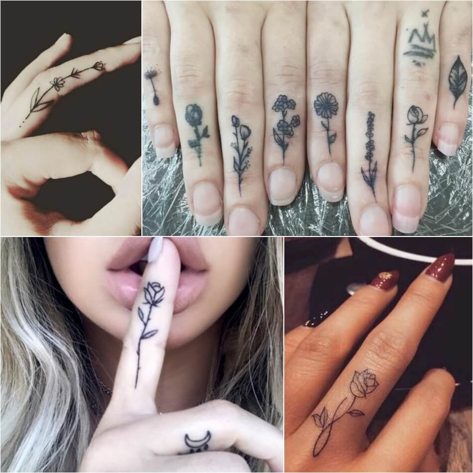 Тату на пальце - Тату на пальце цветы - Татуировка цветы на пальце 