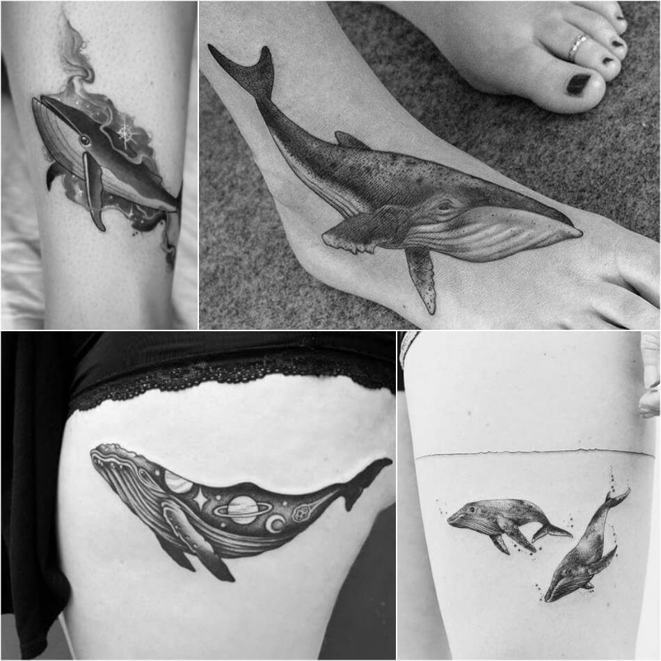 Тату кит - Тату кит на ноге - татуировка кит на стопе 
