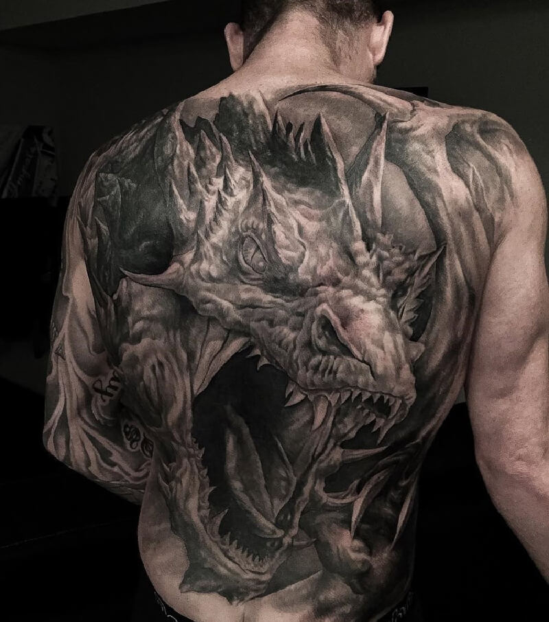 Тату на спине -Тату дракон на спине - Татуировка на спине дракон 