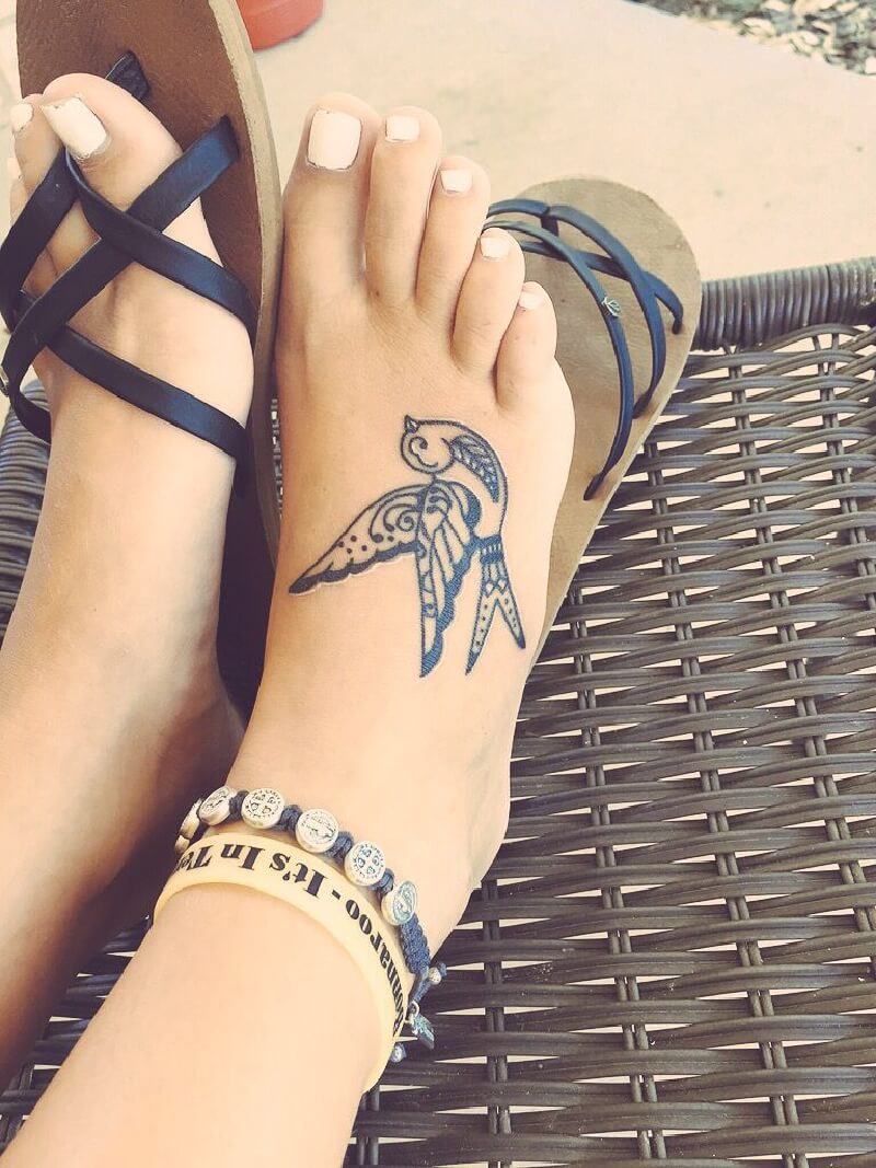 Тату птицы - Тату птицы на ноге - Татуировка птицы на ноге 