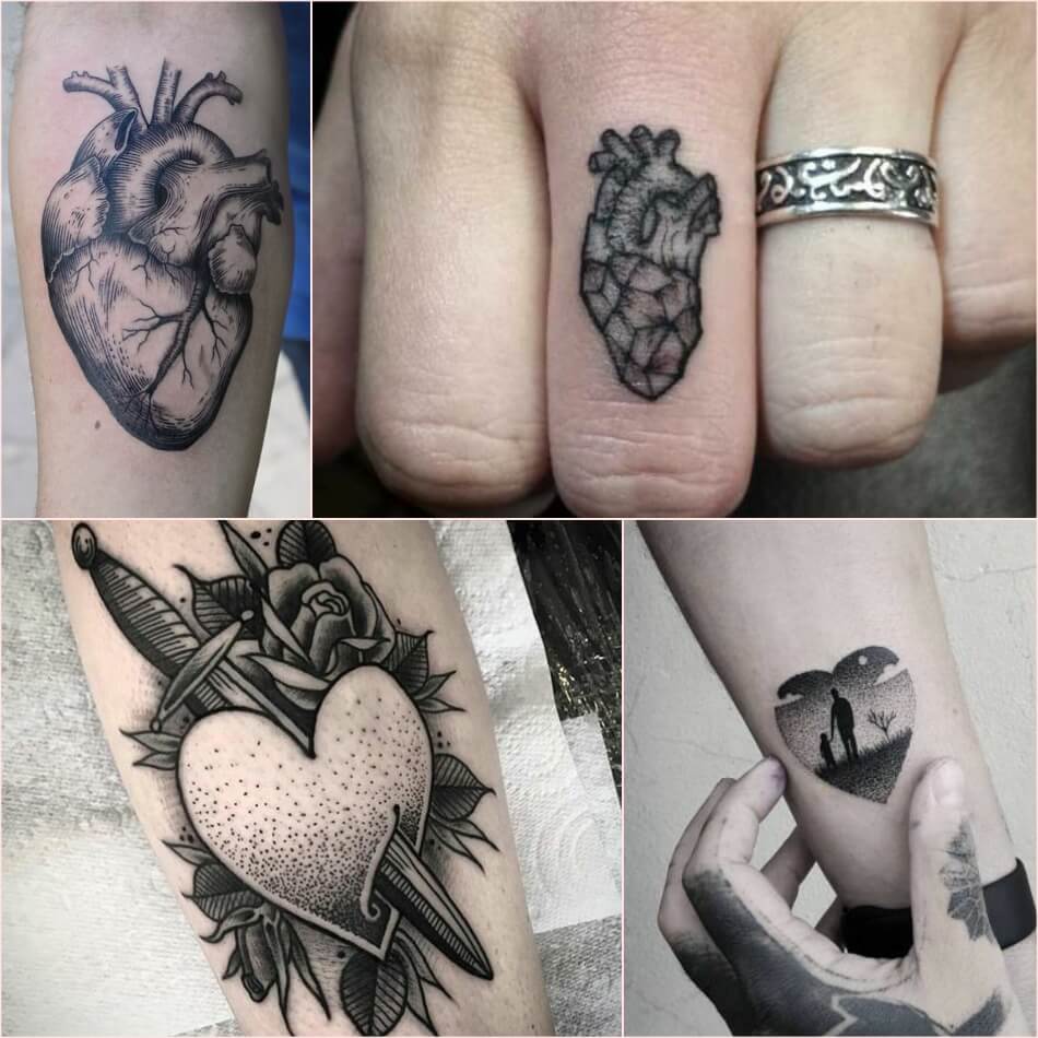 Тату сердце - Мужские тату сердце - Татуировка сердце для мужчин 