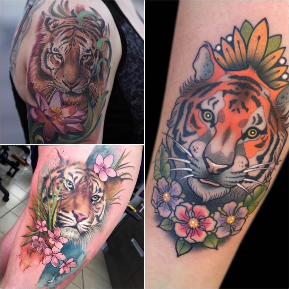 Тату тигр - Женские тату тигр - Татуировка тигр для девушек