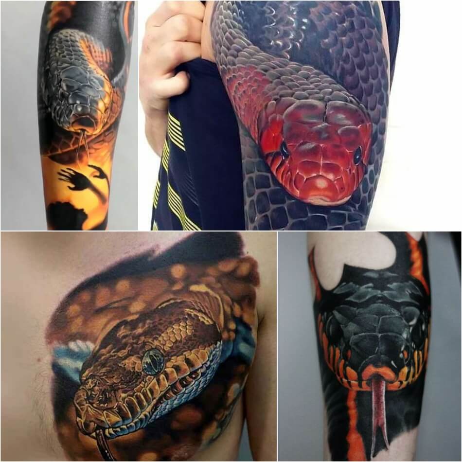 Тату змея - Тату змея реализм - татуировка змея реализм 