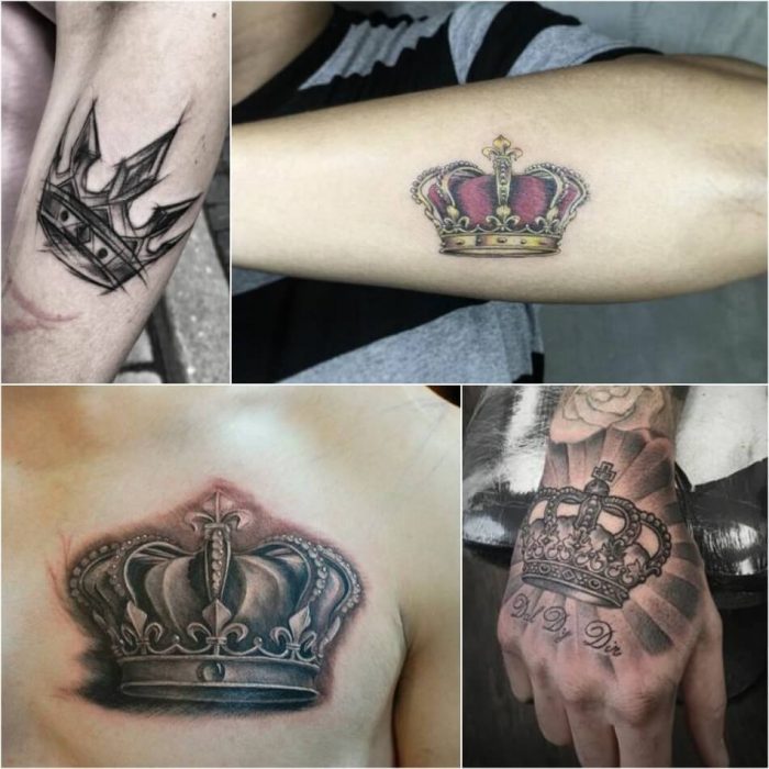 Тонкая тату корона на запястье - фото татуировок
