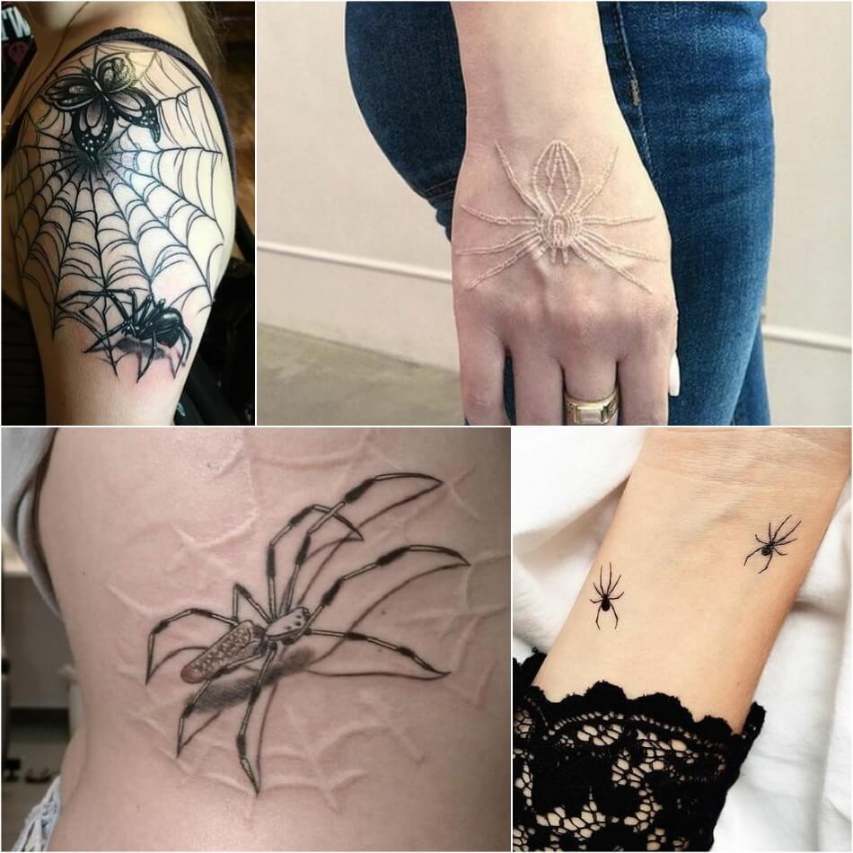 тату паук -женские тату паук - тату паук для девушек - татуировка паук фото 