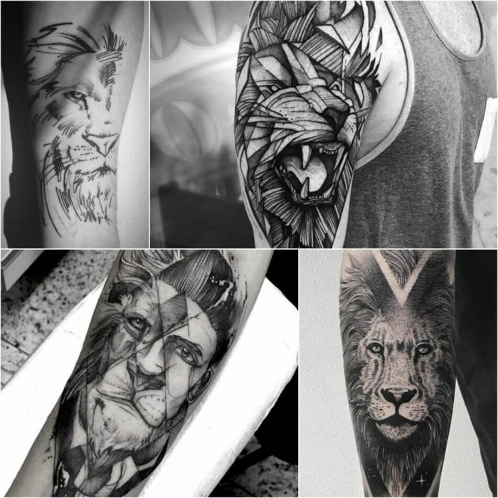 тату с животными - тату лев - татуировки с дикими животными - татуировка лев 