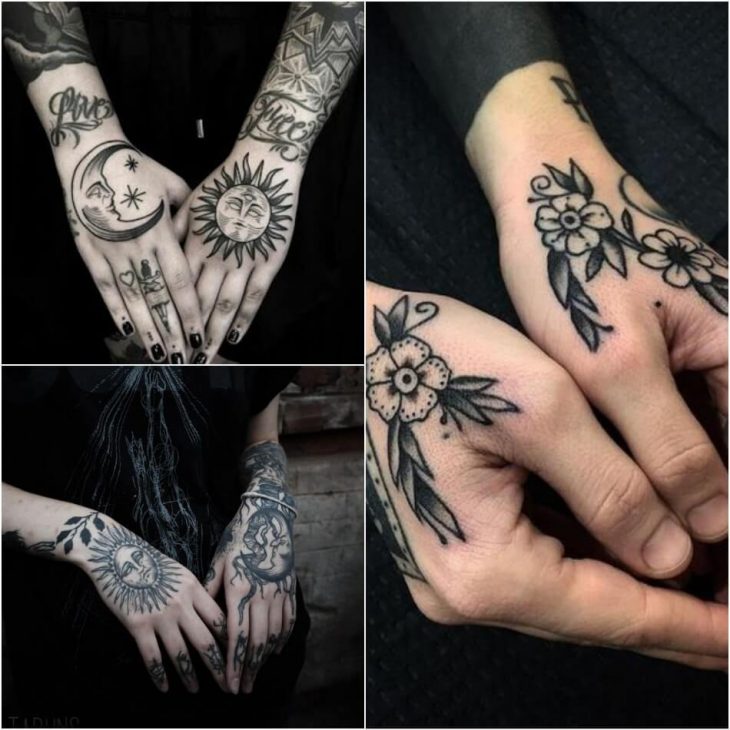 Женская Татуировка на руке переходящая на кисть